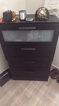 Clear top black dresser 4 shelves