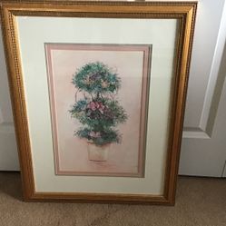 VICTORIAN TOPIARY WITH GOLD LEAF FRAME Double Signed And Dated by Mary Bertrand