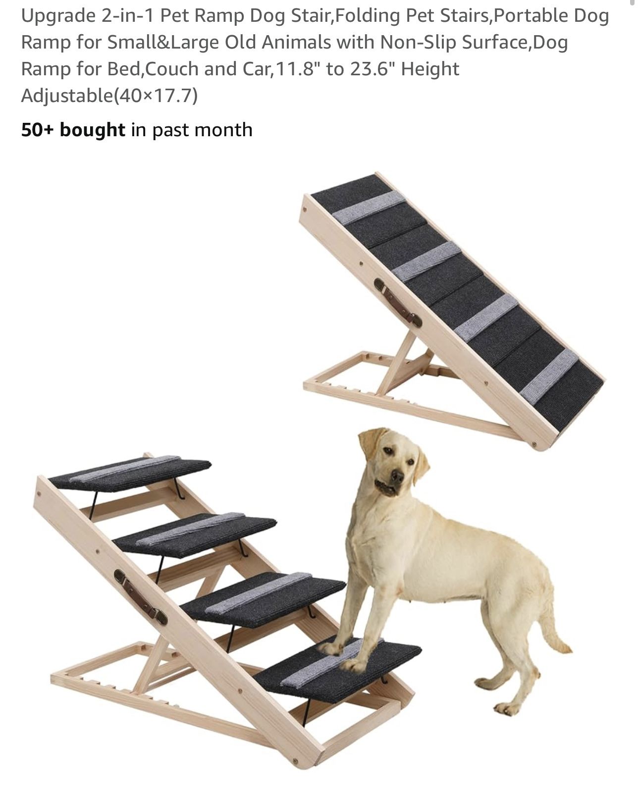 Upgrade 2-in-1 Pet Ramp Dog Stair,Folding Pet Stairs,Portable Dog Ramp for Small&Large Old Animals with Non-Slip Surface,Dog Ramp for Bed, Couch and C