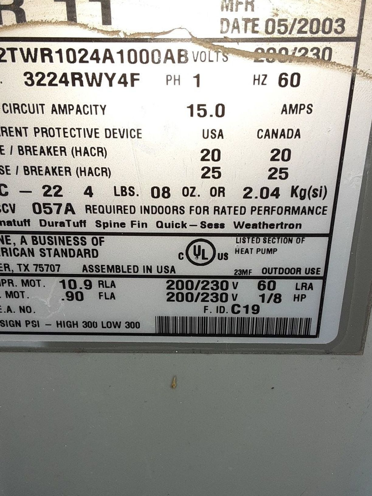 2 ton r22 heat pump condenser