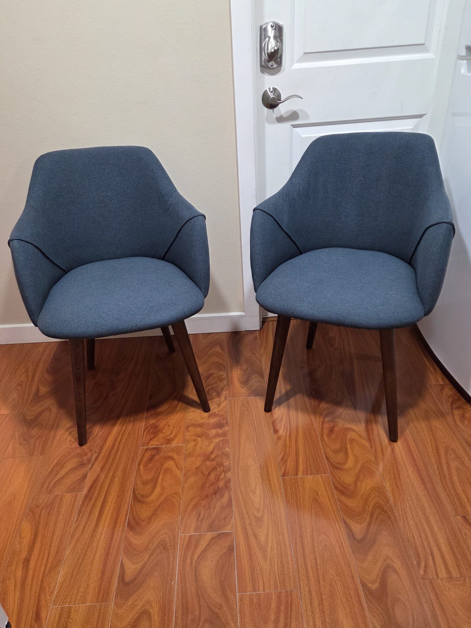 Mid Century Blue Fabric Dining Chair (Set of 2)