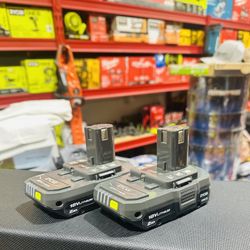 RYOBI ONE+ 18V Lithium-Ion 2.0 Ah Compact Battery (2-Pack)