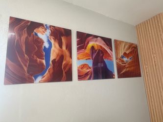 Set of 3 Antelope Canyon Wall Art Panels – Modern Home Decor