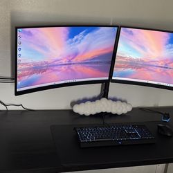 Gaming PC + Dual Monitors Setup – Ryzen 5, RX 6600 XT, 32GB RAM – Ready to Use