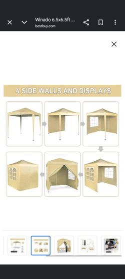 BRAND NEW IN SEALED BOX Winado - 6.5x6.5ft Pop Up Canopy Tent, Outdoor Instant Shelter Folding Canopy with 4 Side Walls and Carry Bag for Commercial E