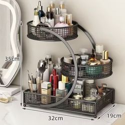Preorder / Varnished Metal Makeup Storage Rack - No - Installation, Ideal for Vanity Countertop, for Lipstick & Skincare