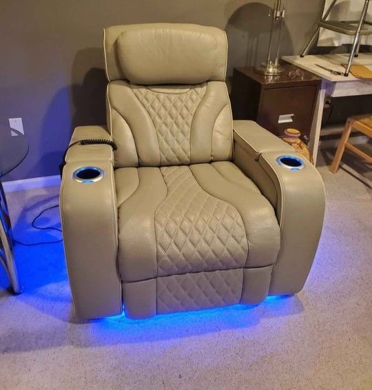 Premier Pearl Leather Massaging Power Lift Recliner with Power Headrest