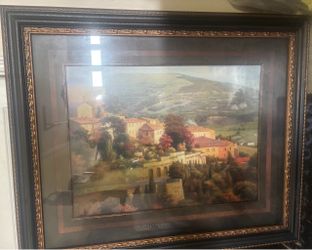Framed Tuscan Village Landscape Art Print