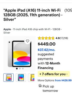 Brand New Apple iPad (A16) 11-inch Wi-Fi 128GB (2025, 11th generation) - Silver