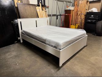 Full White Bed Frame with Mattress