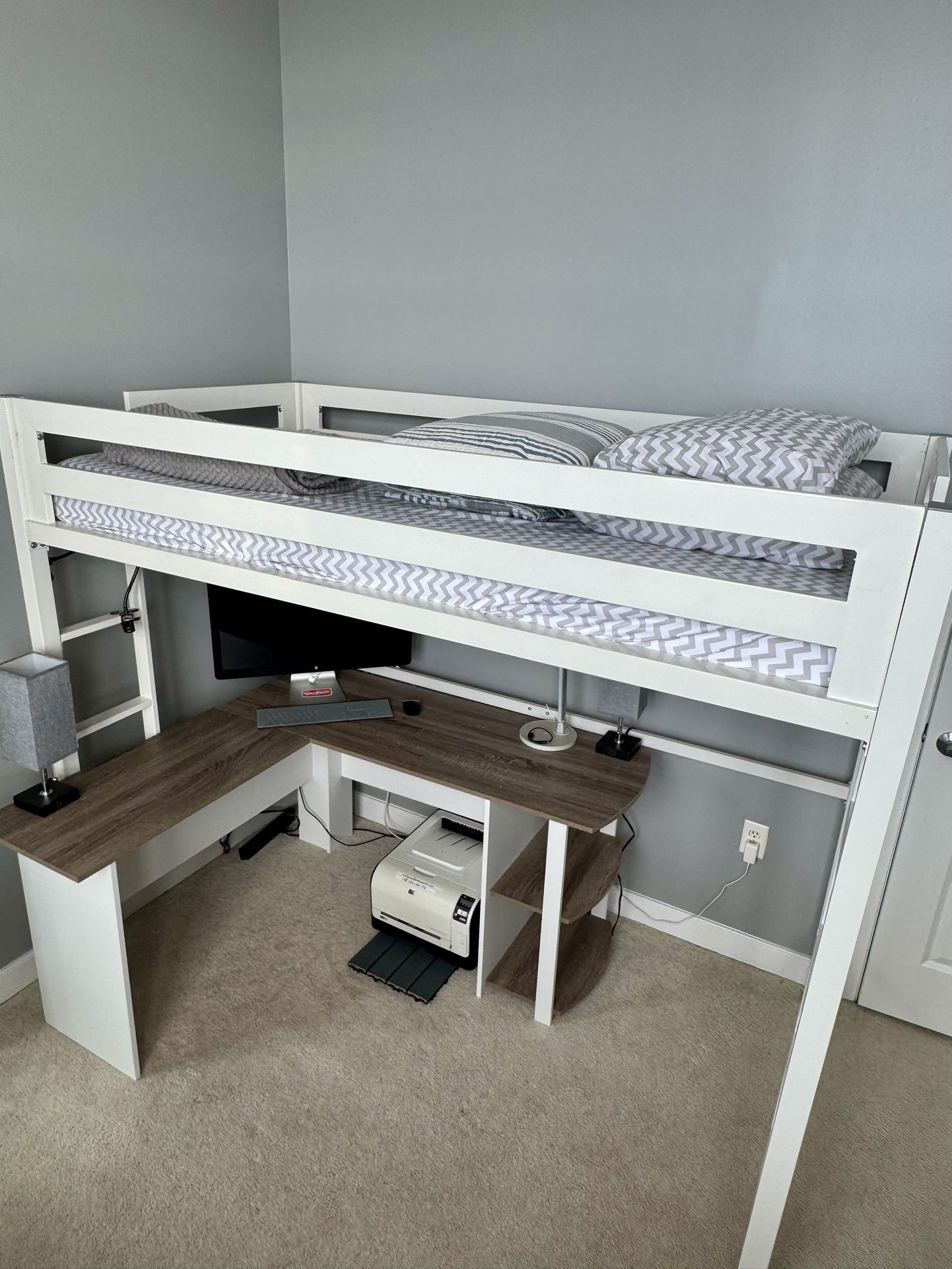 Twin bed Loft ($300) And L-Shaped Office Desk ($130)