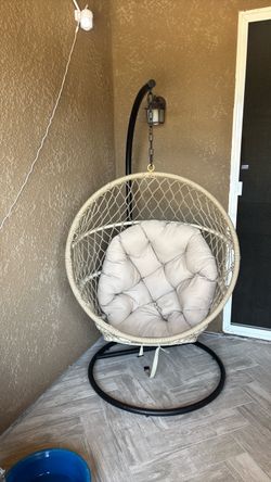 Hanging Egg Chair with Stand and Cushion