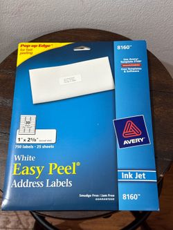 Avery 8160 Easy Peel Address Labels for Inkjet Printers 1" x 2-5/8" 750 Labels