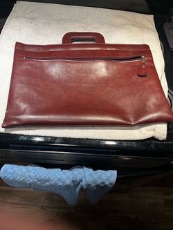 Cambridge Faux Leather Burgundy 17” Briefcase Clutch Bag