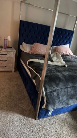 King bed frame royal blue