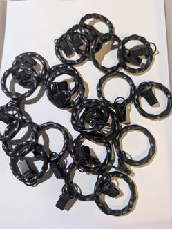 Black Metal Curtain Rings with Clips