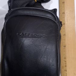 Vintage Case Logic Leather Camera Case with strap and two Zippered Compartment