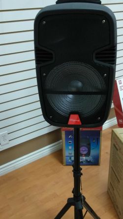 3000 watt 12" Bluetooth speaker DJ karaoke style comes with microphone and remote and stand