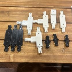 Lot of 11 Halo Track Light Connectors & Adapters • White & Black • T Connectors, Couplers + More