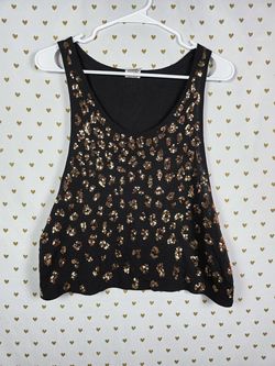 Victorias Secret PINK RARE FASHION SHOW BLING Gold CHEETAH LEOPARD Tank Top SM