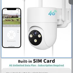 LIWAN 4G LTE Cellular Security Camera Wired, No WiFi Security Camera Outdoor Indoor, Plug-in for 24/7 Recording, 2K Color Night Vision, 360° View, 2-W