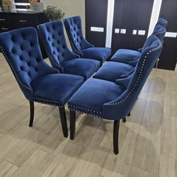 6 Chairs. Royal Blue Dining Chairs 