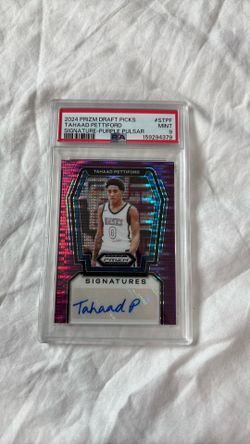 Tahaad Pettiford numbered /15 signature purple pulsar PSA 9