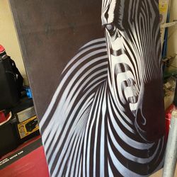 Zebre Print Large Frame  60 In X 40 In