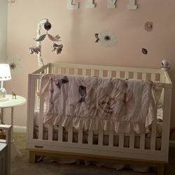 Crib And Mattress  Converts To Toddler Bed