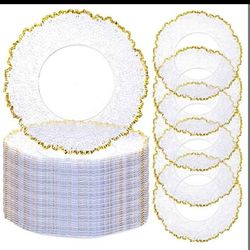 Clear reef charger plates with gold rim (50 pack)