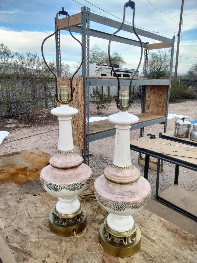 Two Large Vintage Table Top Lamps