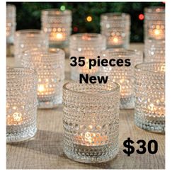 35 Votive Candle Holders Clear NEW