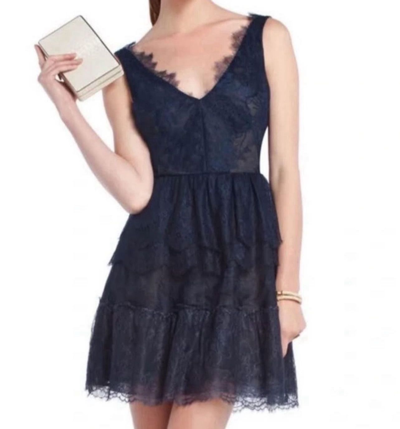 NEW BCBGMAXAZRIA CARBON WILLA LACE COCKTAIL DRESS POZ6T200/M635A SIZE M