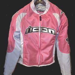 Womens Pink ICON Hooligan Motorcycle Riding Jacket