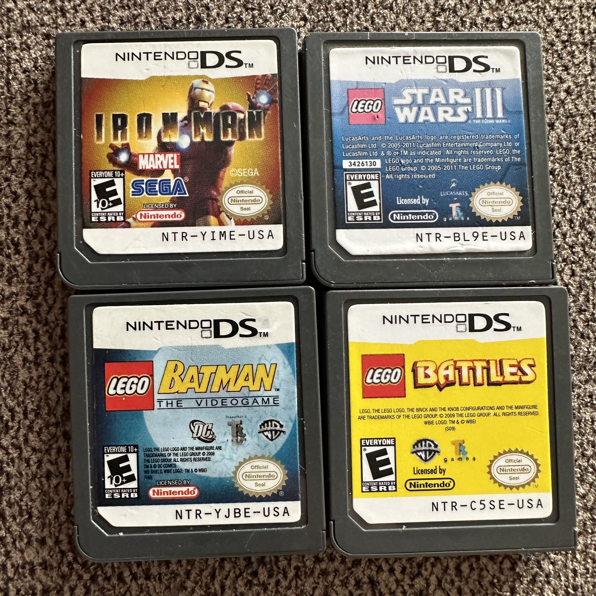 DS games IronMan Lego Star wars3 Lego Batman Lego Battles Lite DSi XL 3DS 2DS Cartridge only