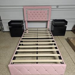 Pink Twin Girls Bed And Black