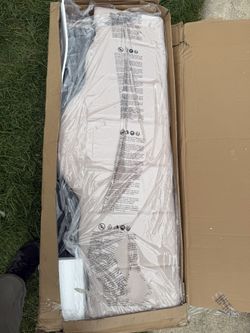 Upholstered Bed Beige Metal Frame Full Platform Bed with Type-C and USB Charging Stations, Adjustable Headboard