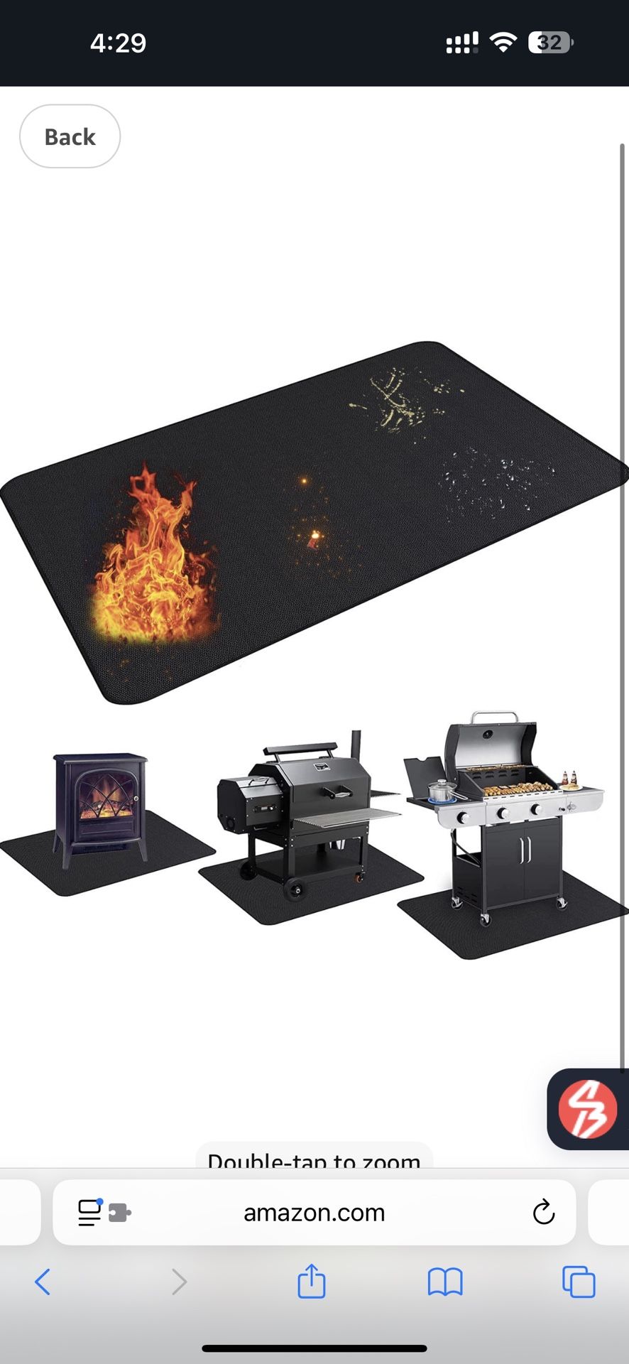 Large 65 x 48 inches Under Grill Mat for Outdoor Grill,Double-Sided Fireproof Grill Pad,Indoor Fireplace/Fire Pit Mat,Oil-Proof Waterproof BBQ Protect