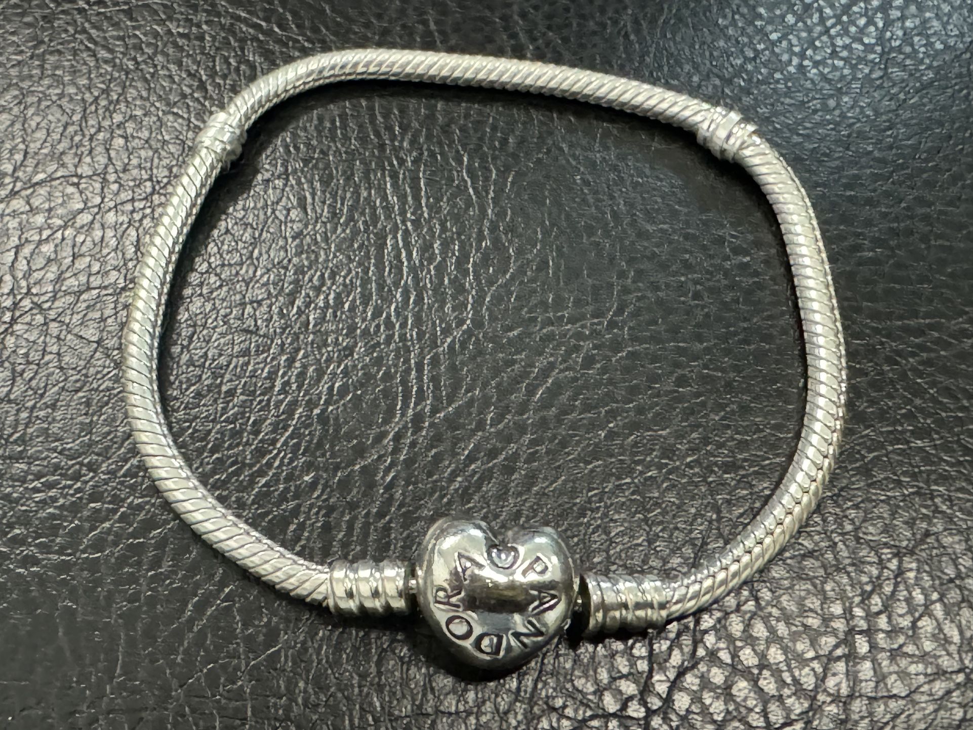 PANDORA Heart Clasp Snake Chain Charm Bracelet - 7"