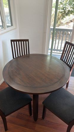 Macys Round Wood Dining Table with 4 Chairs
