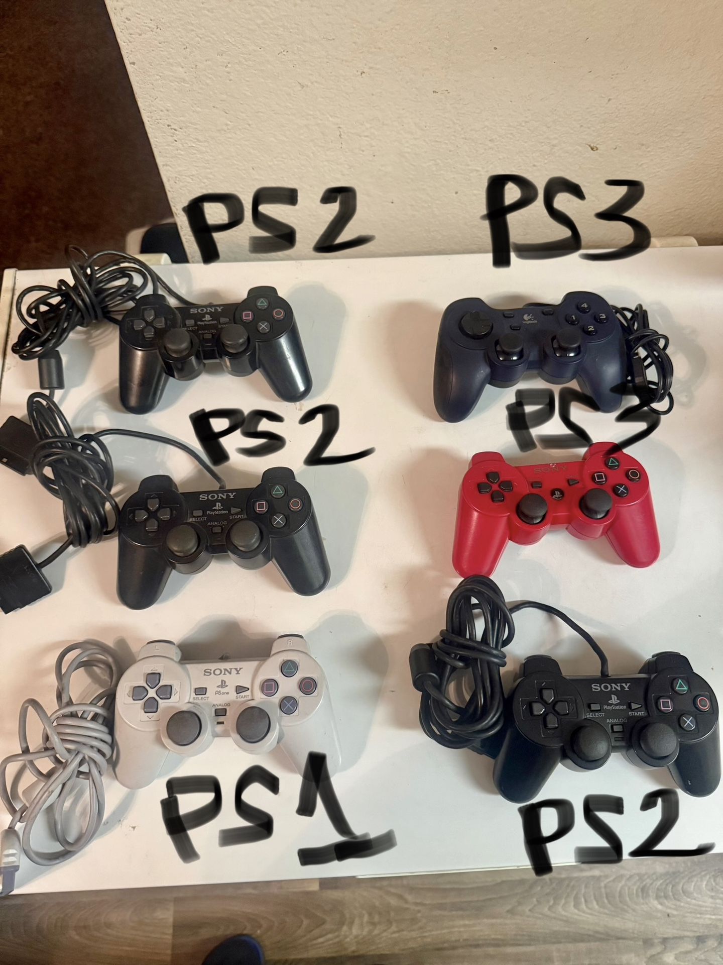 PlayStation 1,2 & 3 Controllers $15 EACH (NOT TESTED)