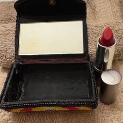 Beaded Mirrored Lipstick Case & Sorme Glamour Red Lipstick *New