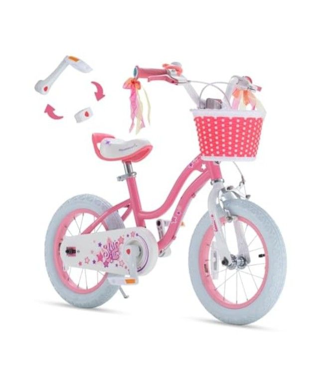 RoyalBaby Stargirl Kids Bike,Easy Learn to Biking,14 Inch Bicycle,Beginners Girls Bicycle for Children Ages 3-5 Years, 14" with Handbrake, NEW IN A BO