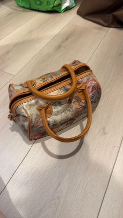 Vintage Floral Tapestry Boston Bag Doctor Satchel Top Handle Purse
