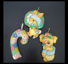 Vintage Handmade Fabric Stuffed Christmas Ornaments