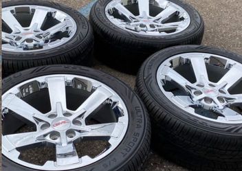 22” GMC Yukon Denali Sierra Cadillac Escalade Chevy Suburban Chevrolet Rims Tires New Chrome