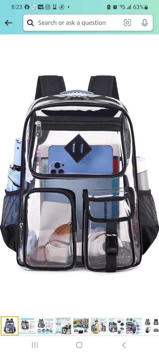 Clear Backpack for School,Heavy Duty PVC Transparent Bookbag for Girls Stadium Approved See Through Backpack