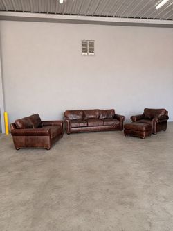 Bernhardt top grain leather 4-piece set Sofa Loveseat Chair Ottoman