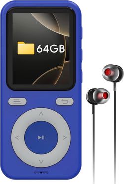 64GB Bluetooth MP3 Player with Speaker,No FM,Portable Music Player Portable MP3 Player for Kids,MicroSD Support,Shuffle,Bluetooth Wireless Audio,Digit