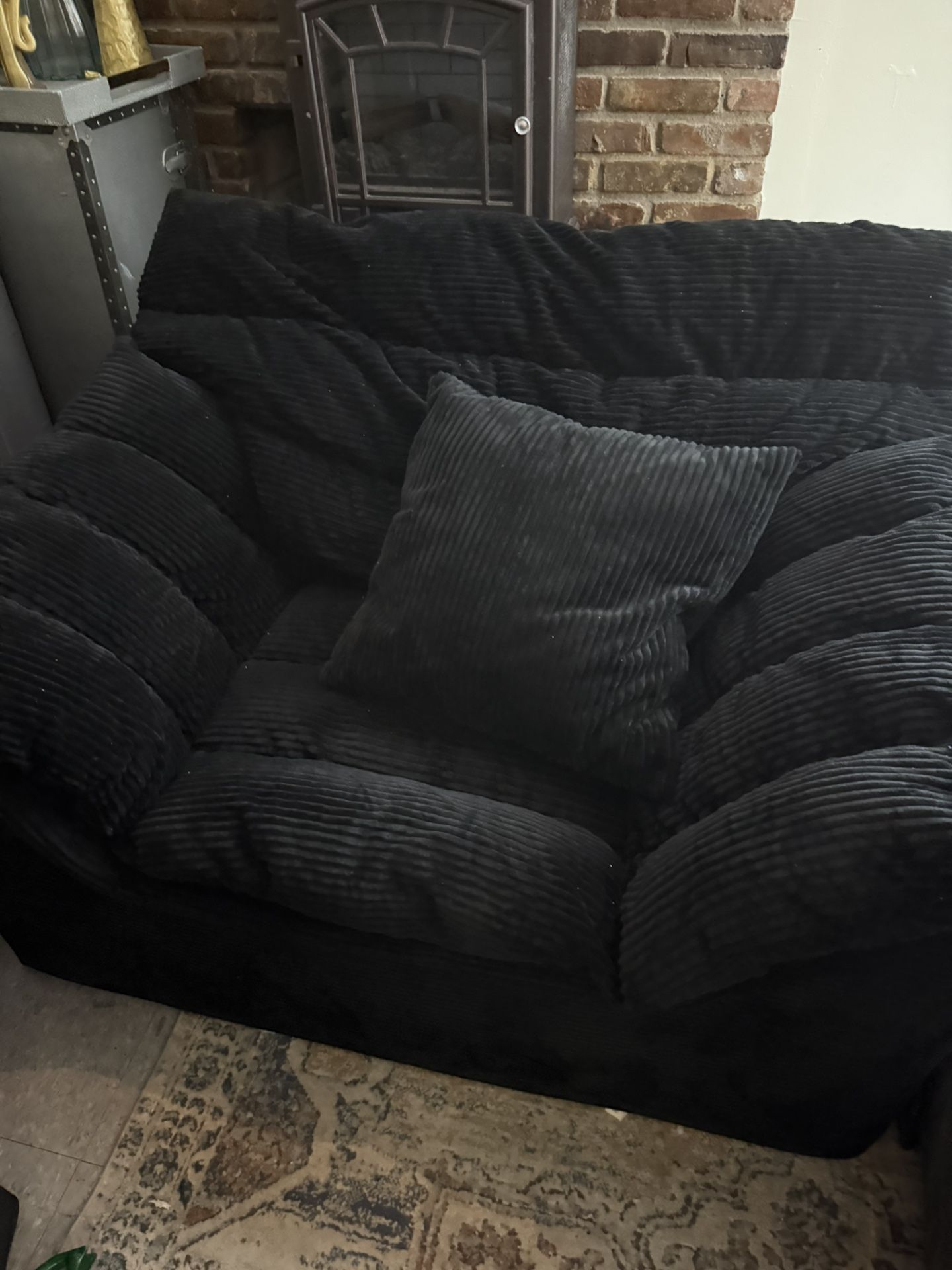 51” Single Cloud Sofa In Black Corduroy 